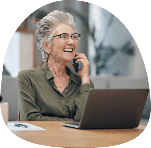 Woman talking on phone laughing